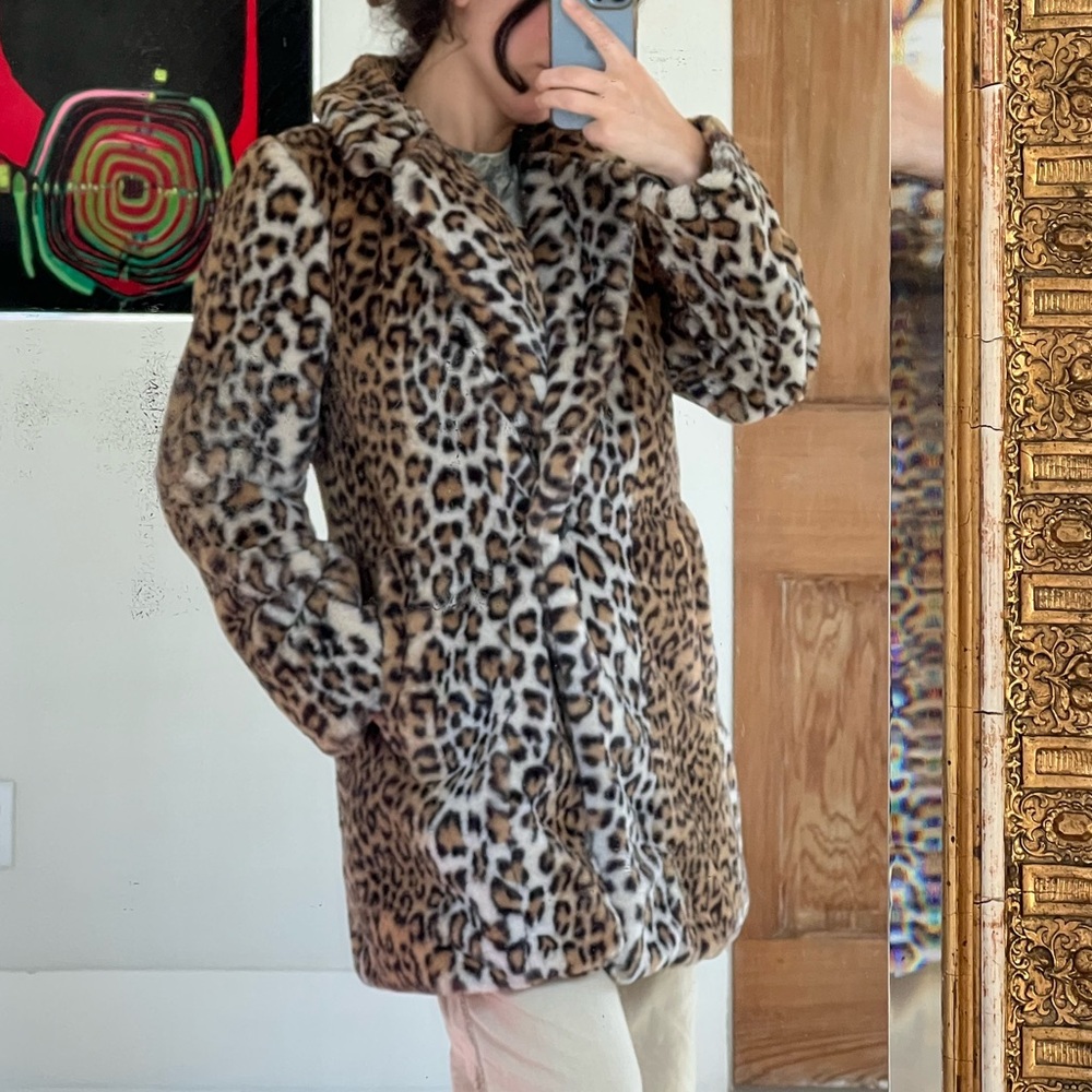 BCBG Leopard Print Faux Fur Coat